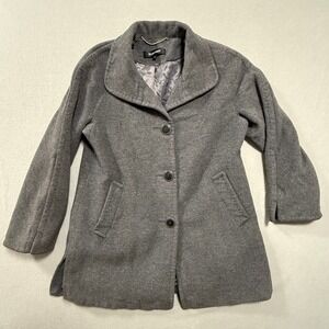 Ellen Tracy Ultra Soft‎ Angora Wool Gray Single Breasted Pea Car Coat Women 10